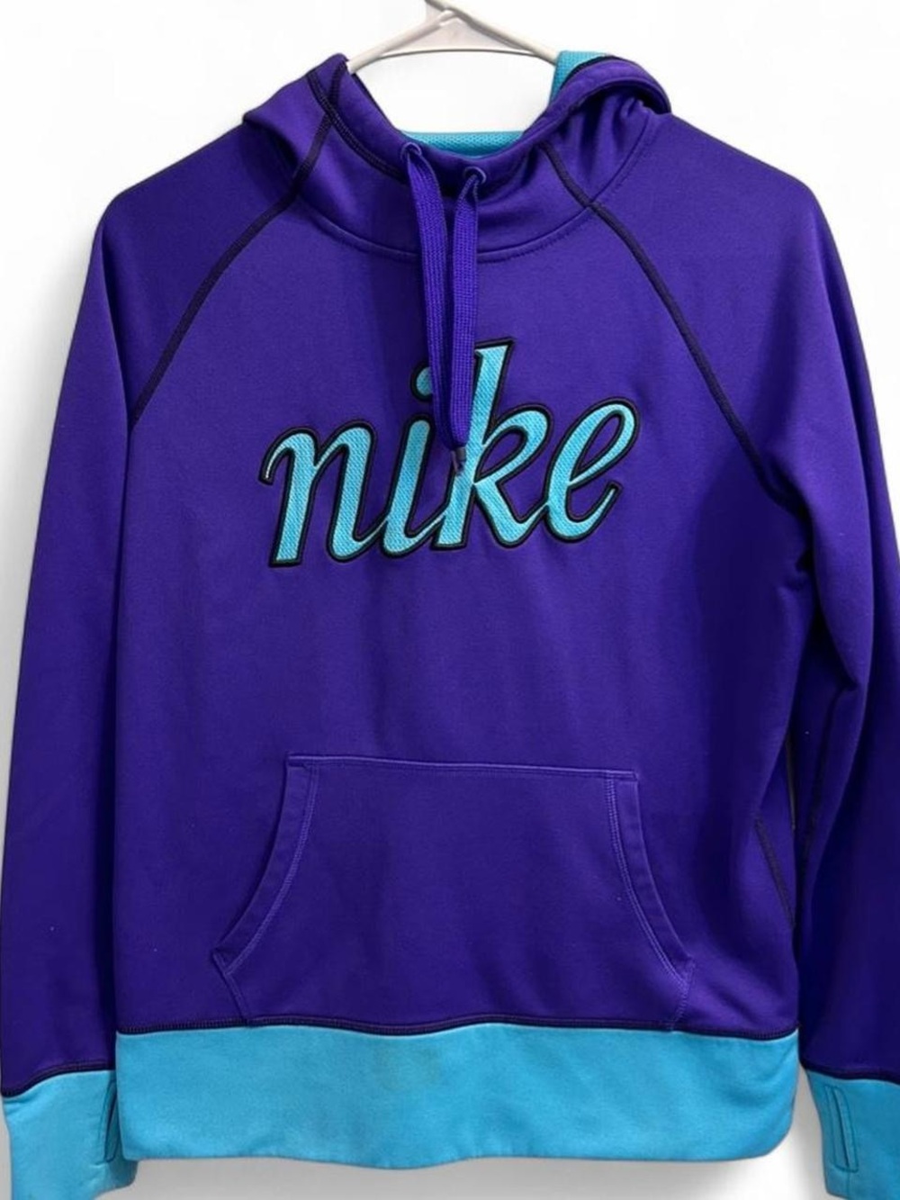 Blue and purple Nike Thermafit embroidered hoodie